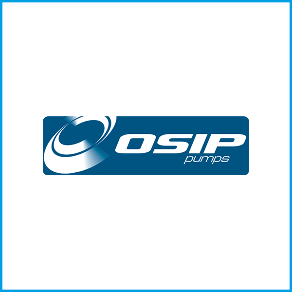 Logo von OSIP Pumps in Blau mit stilisiertem Wasserwirbel.