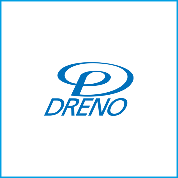Logo von DRENO mit einem blauen "P" und dem Schriftzug "DRENO" darunter.