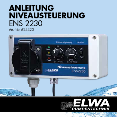 PDF zum Download, Anleitung zur Niveauaussteuerung ENS 2230 von ELWA Pumpentechnik mit Bedienelementen.