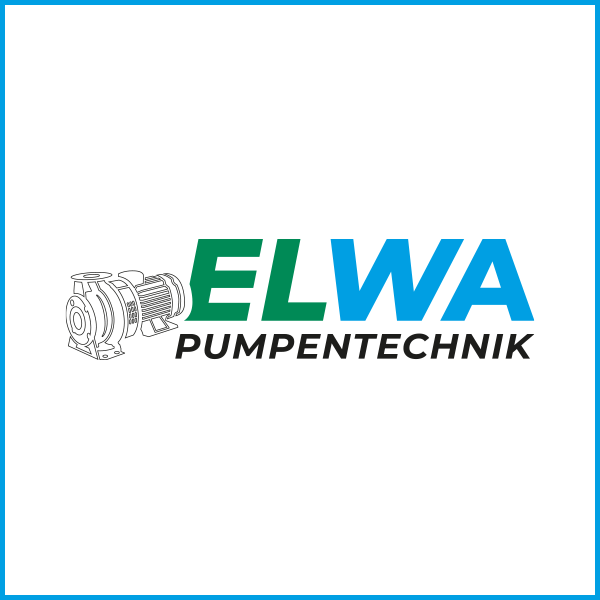 Logo von ELWA Pumpentechnik mit stilisierter Pumpenillustration.